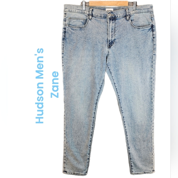 Hudson Mens Zane Denim Skinny Leg Jeans Sz 40 Casual Comfort Stretch Light Wash - Picture 1 of 10